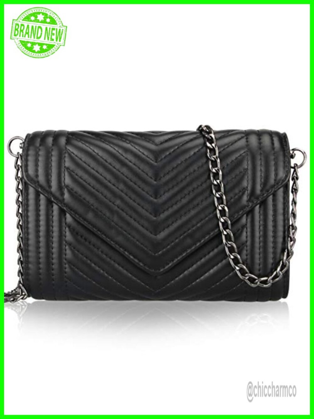 Small Leather Crossbody Bag Quilted Clutch Purse with Chain Strap